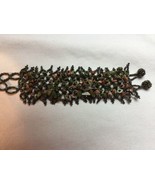 Stone And Seed Bead Woven Flexible Bracelet 6 1/2” To 7” Long - £19.35 GBP