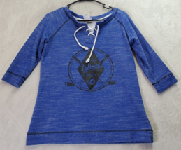 NHL Tampa Bay Lightning Hockey Shirt Womens Medium Blue 3/4 Sleeve Drawstring - £15.29 GBP