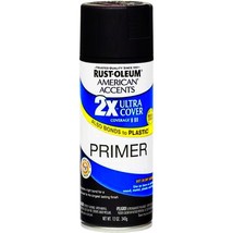 FLAT BLACK PRIMER Ultra Cover spraY Paint American Accents RUST-OLEUM 32... - $28.08