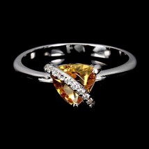 1.90Ct Trillion Cut Yellow Citrine Engagement Ring 14K White Gold Plated - £77.91 GBP