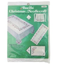 Bucilla Christmas Needlecraft 2369 Set 4 Dinner Napkins 17” Holiday Garland NOS - £10.19 GBP
