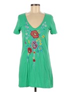 Johnny Was JW Los Angeles Green Embroidered Floral Short Sleeve T-Shirt ... - $68.38 CAD