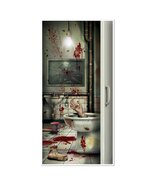 CSI Bloody Horror CREEPY CRAPPER BATHROOM DOOR COVER Psycho Halloween De... - $9.74 CAD