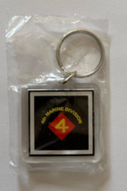 U.S. 4th Marine Division Flag Military Key Chain 2 Sided 1 1/2&quot; Plastic ... - $4.95