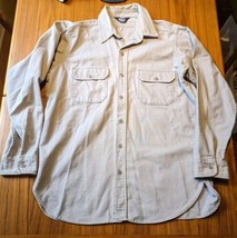 Vintage Woolrich Shirt Mens XXL 2XL Grey Chamois Flannel Heavy Shacket USA Made - £17.01 GBP