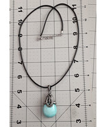 Necklace 24&quot; Best Blue Acrylic Pear/Teardrop Shape Pendant Braided Cord - £5.92 GBP