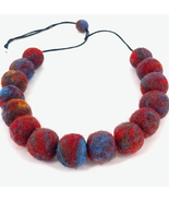 Lightweight red and blue, one of a kind, handmade statement felted wool ... - $125.00