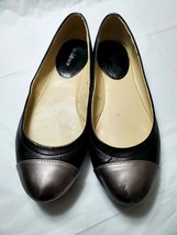 Liz Claiborne Women&#39;s 7.5 Flat Leather Shoes Black and Silver - £21.22 GBP