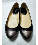Liz Claiborne Women&#39;s 7.5 Flat Leather Shoes Black and Silver - £21.19 GBP