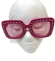 Large Oversized Glamorous Pink Rhinestones Womens Plastic Sunglasses Costume - £9.36 GBP