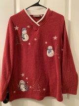 Croft &amp; Barrow Women&#39;s Fleece Shirt Top Snowman Theme Holiday Size Small  - £36.18 GBP