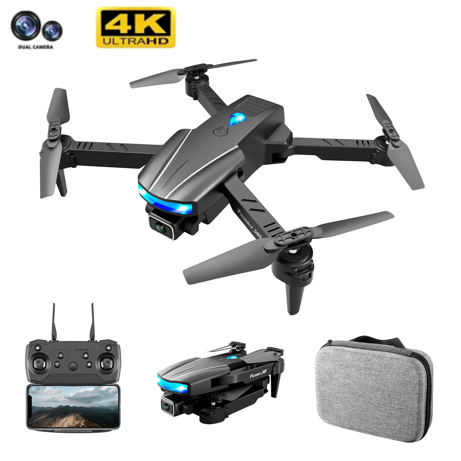 New S85 Mini Drone 4k HD Dual Camera With infrared obstacle Avoidance Remote - £59.43 GBP+