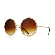 Rhinestones Sunglasses Womens Round Circle Metal Frame UV 400 - £14.93 GBP