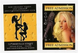 2 Gold Club Cabaret Free Admission Cards Iberville Street New Orleans Lo... - £17.03 GBP