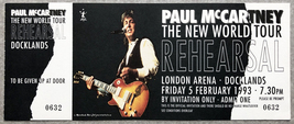 Paul McCartney New World Tour Rehearsal Concert Ticket London 1993  - $25.00