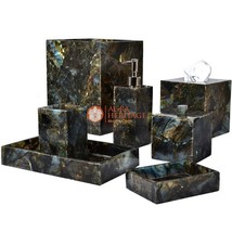 Labradorite Stone Bathroom Accessories Set Home Furniture Interior Bathroom Deco - £1,385.99 GBP