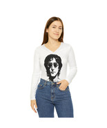 Women&#39;s Beatles John Lennon V-Neck Graphic Printed T-Shirt Long Sleeve - £32.74 GBP+