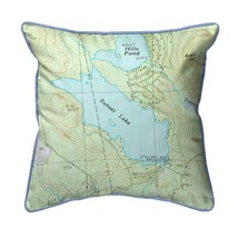 Betsy Drake Sunset Lake, NH Nautical Map Small Corded Indoor Outdoor Pillow - £38.93 GBP