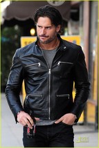 Veste en cuir noir homme Moto pur agneau Biker taille SML XL XXL sur mesure - £110.51 GBP