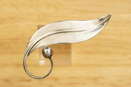 Vintage MCM Mexico Taxco Jewelry 925 Sterling Silver Delfino Curled Leaf Brooch - £42.50 GBP