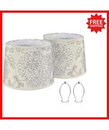 Set of 2 Natural Linen Drum Lampshades - 12.7&quot; High, Handcrafted Elegance - $74.36 CAD
