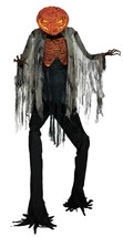 Animated Halloween 7 FT Scarecrow Jack O&#39; Lantern Flamelight Chest Light-Up Prop - £228.78 GBP