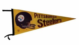 Pittsburgh Steelers Vintage 2 Bar Face Mask Pennant NFL Full Size - Yellow - £20.51 GBP