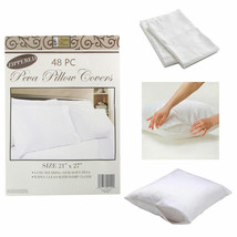 48 White Hotel Pillow Plastic Cover Case Waterproof Zipper Protector Bed 21 X 27 - $91.15