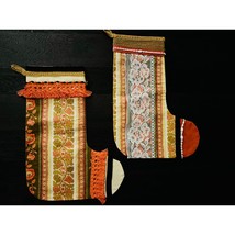 Christmas Stockings 1970&#39;s Groovy Funky Vintage Colors Set Of 2 - £23.73 GBP