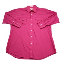 Sheplers Dress Shirt Mens 16.5 33 Pink Pearl Snap Long Sleeve Collared W... - $25.62