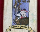 Disney Rubber Stampede Santa Mickey Christmas Sleigh VTG Stamp USA A517-E - $14.80