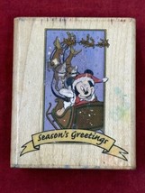Disney Rubber Stampede Santa Mickey Christmas Sleigh VTG Stamp USA A517-E - £11.86 GBP