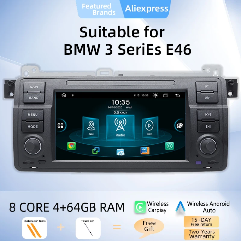 8GB 2Din Android 12 Car Stereo For BMW E46 M3 Rover 75 Coupe 318/320/325/330/335 - £123.43 GBP+
