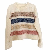 Harper Heritage Cream Raely Sherpa Color Block Stripe Pullover - £22.06 GBP