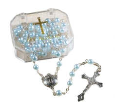 Baptism Blue Rosary, New #AB-351-R2 - $9.60