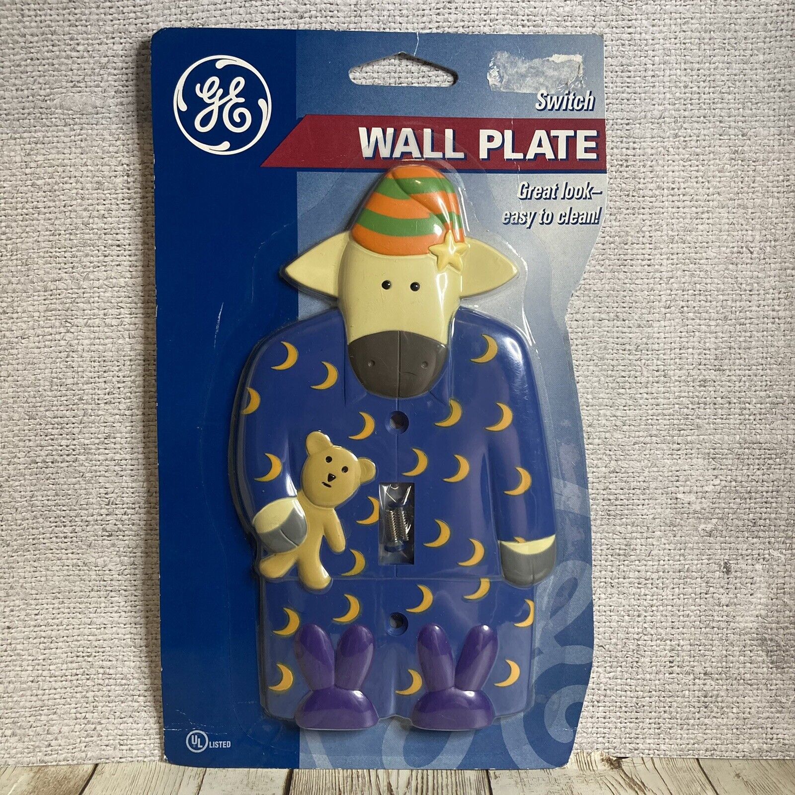 NEW Vintage GE cow in pajamas light switch wall plate cover - molded kids room - $19.79