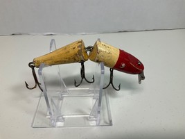 Creek Chub Vintage 5&quot; Wooden Jointed Pike Fishing Lure Used Red/White 3-Hook - £18.64 GBP