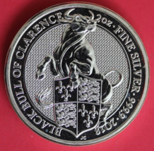 2020 £5 UK White Lion Of Mortimer 2 Troy Ounces .999 Fine Silver Medal GFB 6110 - $109.99