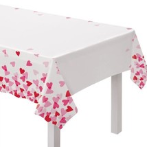 Cross My Heart Valentines Day 1 Ct Plastic Tablecover Pink Red - £6.32 GBP