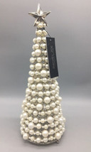 Rachel Zoe Faux Pearl Silver Christmas Tree Candle Holder Holiday Designer 15” - £43.27 GBP