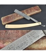 RARE straight edge razor antique Wedge &quot;GD Abrams &amp; Son&quot; Wayland NY box - $31.99
