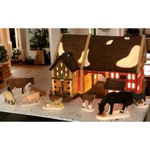 Dept 56 Dickens Village Lot Butter Tub Barn + Farm Animals Set Xmas Bundle - £47.92 GBP