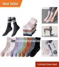 8 Pairs of Anti-Skid Yoga Socks for Women - Comfortable Grip for Pilates... - $16.78
