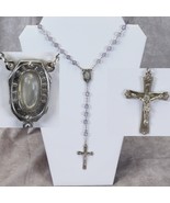 Eau De Lourdes Catholic Rosary  Medal Blessed Mother Light Violet Color ... - $39.19