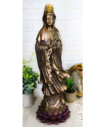 Ebros Bodhisattva Kuan Yin In Vitarka Mudra Standing On Lotus Flower Sta... - $126.63 CAD