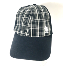 Disney Parks Mickey Mouse Plaid Black &amp; White Embroidered Hat Cap Strap Adjust - £18.64 GBP