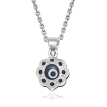 Evil Eye Blu Flower of Fatima Judaica Kabbalah Charm Pendant 925 Silver ... - $24.99