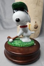 Snoopy Peanuts Golfer Figurine Musical &quot;Oh What A Beautiful Morning&quot; - £38.40 GBP