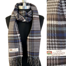 Men Women 100% Cashmere Scarf Wrap Made in England Plaid Brown/Purple/blue #B - £7.58 GBP