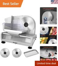 Professional Home Meat Slicer with 0-15mm Thickness Adjustment &amp; Safety ... - $179.68